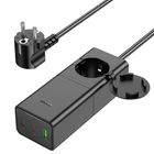 Мережевий фільтр Hoco NS4 1x220V+1хUSB+2хType-C 65W 3A PD/QC 4000W 1.5М електричний подовжувач швидка зарядка для пристроїв Android Iphone Чорний