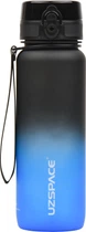 Пляшка для води UZSPACE Gradient 3053 800 мл Чорно блакитна (6955482334348)