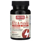 Метил B12 и метилфолат, Jarrow Formulas, максимальная сила действия, со вкусом вишни, 60 жевательных таблеток