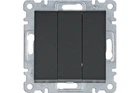 Выключатель трёхклавишный Hager Lumina-2 WL0073 (10АХ/230В) черный (10550)