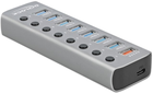 USB-хаб Delock USB 5 Gbps Hub with 7 Ports + 1 Fast Charging Port + 1 USB-C PD 3.0 Port Grey (4043619632640) - зображення 2