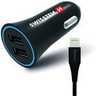 Автомобільний зарядний пристрій Swissten CL 2 x USB-A 12W Quick Charge 2.4 + кабель Lightning 1.2 м Black (20110910) - зображення 3