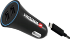 Ładowarka samochodowa Swissten CL 2 x USB-A 12W Quick Charge 2.4 + kabel USB-C 1.2 m Black (20110908) - obraz 3