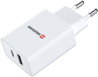 Ładowarka Swissten GaN 2 x USB-C + USB-A 30W White (22037000) - obraz 2