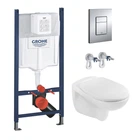 Комплект 4 в 1: Інсталяція GROHE Rapid SL 3 в 1 3884966Q + Унітаз безобідковий Kroner Oker WHI533536 RIMLESS з