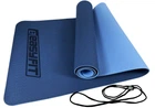 Коврик для йоги и фитнеса EasyFit TPE+TC 6 мм двухслойный синий-голубой 4634930
