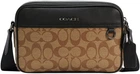 Сумка кросс-боди мужская кожаная Coach Graham In Signature Canvas Коричневая