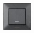 Выключатель с подсветкой двухклавишный Panasonic Arkedia Slim дымчастый