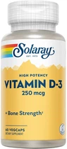 Вітамін D3 Solaray 10000 МО 250 мкг 60 капсул (76280752502)