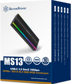 Kieszeń zewnętrzna SilverStone MS13 USB-C 3.2 Gen2 10Gbps NVMe / SATA M.2 RGB Black (SST-MS13) - obraz 6