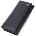 Добротное женское портмоне с карманом для монет из натуральной кожи ST Leather Wallet 22691 Черный