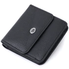 Компактный женский кошелек с карманом для монет из натуральной кожи ST Leather Wallet 22690 Черный