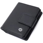 Женский кошелек с монетницей и блоком для пропусков из натуральной кожи ST Leather Wallet 22713 Черный