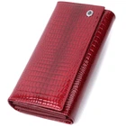 Кожаный лакированный кошелек с блоком для кредитных карт ST Leather Wallet 22682 Красный
