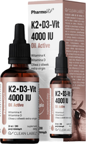 Kompleks witamin Pharmovit K2 + D3 - Vit 4000 IU Aktywny olej 30 ml (5902811239837)