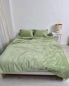 Постельное белье плюшевое семейное Dushka Home 20734 160х215х2 см фисташковое