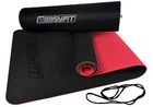 Коврик для йоги и фитнеса EasyFit TPE+TC 6 мм двухслойный + Чехол черный с красным