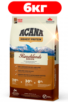 Сухой корм для собак всех пород ACANA Ranchlands для всех стадий жизни со вкусом говядины, ягненока, свинины, бизона, судака
