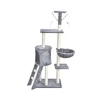 Игровой комплекс-когтеточка Bonro B-40 для кошек 49 х 35 х 138 см серый (21-76-42400589)