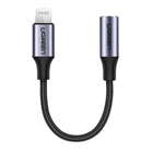 Переходник UGREEN US211 Lightning to 3.5 AUX Round Cable Aluminum Shell with Braided 10cm Black UGR-30756)