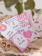 Карточки для фотосессии "Baby cards" на УКРАИНСКОМ, розовые, набор двухсторонних открыток 12 шт