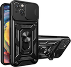 Etui plecki Hurtel Hybrid Armor Camshield do Apple iPhone 15 Plus Black (9145576280775)