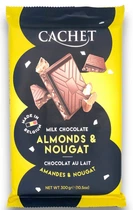 Молочный шоколад Cachet MILK CHOCOLATE Almonds & nougat с миндалем и нугой 300г