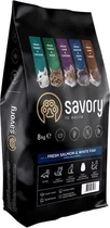 Корм для длинношерстных кошек Savory со свежим лососем и белой рыбой