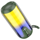 Портативная Bluetooth колонка Borofone BR33 TWS с LED подсветкой в темно-зеленом цвете для прослушивания музыки на улице и дома