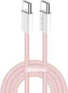 Кабель ColorWay Type-C - Type-C braided cotton PD Fast Charging 60W 3А 1 м Pink (CW-CBPDCC061-P)