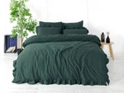 Двоспальний Євро комплект Limasso Exclusive Stonewashed Dark Green Варена Бавовна 200х220 см наволочки 2 х 50х70 см