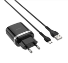 Сетевое зарядное устройство Hoco Smart QC3.0 charger + кабель Micro USB 1м Black (C12Q)