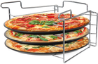 Zestaw do pieczenia pizzy Excellent Houseware 3 metalowe blaszki + stojak (8711295789243) - obraz 1