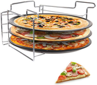 Zestaw do pieczenia pizzy Excellent Houseware 3 metalowe blaszki + stojak (8711295789243) - obraz 3