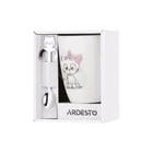 Чашка ARDESTO з ложкою Cute, 320мл, порцеляна, нержавіюча сталь, білий (AR3040BS)