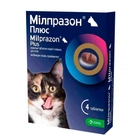Жевательные таблетки от глистов Милпразон Плюс для кошек 2-8 кг 4 табл