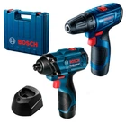 Акумуляторний дриль-шурупокрут Bosch GSR 120-LI (2х12В, 10 мм, 100 Нм, 2 Агод) + гайкокрут GDR 120-LI 2АКБ зарядний пристрій набір (25611)