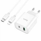 Зарядний пристрій HOCO C80A Plus Rapido PD20W+QC3.0 Charger Set Type-C to Lightning cable White (6931474779892)