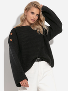 Sweter damski luźny Fobya F1265 34/36 Czarny (5903707126873)