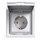 Розетка із заземлюючими контактами, шторками та кришкою IP44 Asfora EPH3100321 біла