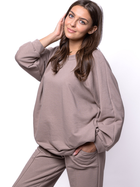 Bluza damska bez kaptura oversize MODAGI Sweatshirt A22 One size Beżowa (5904996500757)