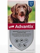 Капли Advantix Bayer от блох и клещей для собак весом 25-40кг, 4 пипетки