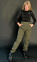 Жіночі тактичні штани Softshell на флісі Олива (50) - зображення 6