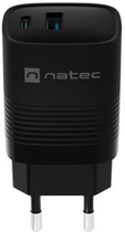 Мережевий зарядний пристрій NATEC Ribera GaN USB-A + USB-C 30W PD 3.0 QC3.0 Black (NUC-2141)