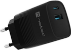 Ładowarka sieciowa NATEC Ribera GaN USB-A + USB-C 30W PD 3.0 QC3.0 Black (NUC-2141) - obraz 3