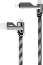 Кабель USB Gelius Twister GP-UCN004 4в1 USB-A/Type-C to Type-C/Lightning 60W 1.2 м Gray (2099900965401)
