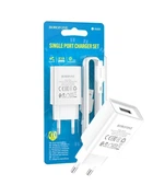 Сетевой зарядное устройство Белый Borofone BA68A 1USB/2.1A + кабель Lightning (BA68A)