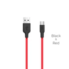 Кабель HOCO X21 USB to Type-C 2A 1m silicone TPE connectors Black-Red (6957531071419)