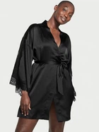 Атласний халат Victoria's Secret Luxe Robe M\L Чорний (26679208)