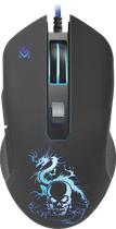 Игровая проводная мышка Defender Sky Dragon GM-090L 6кн 3200 dpi RGB с ковриком Black (52090)